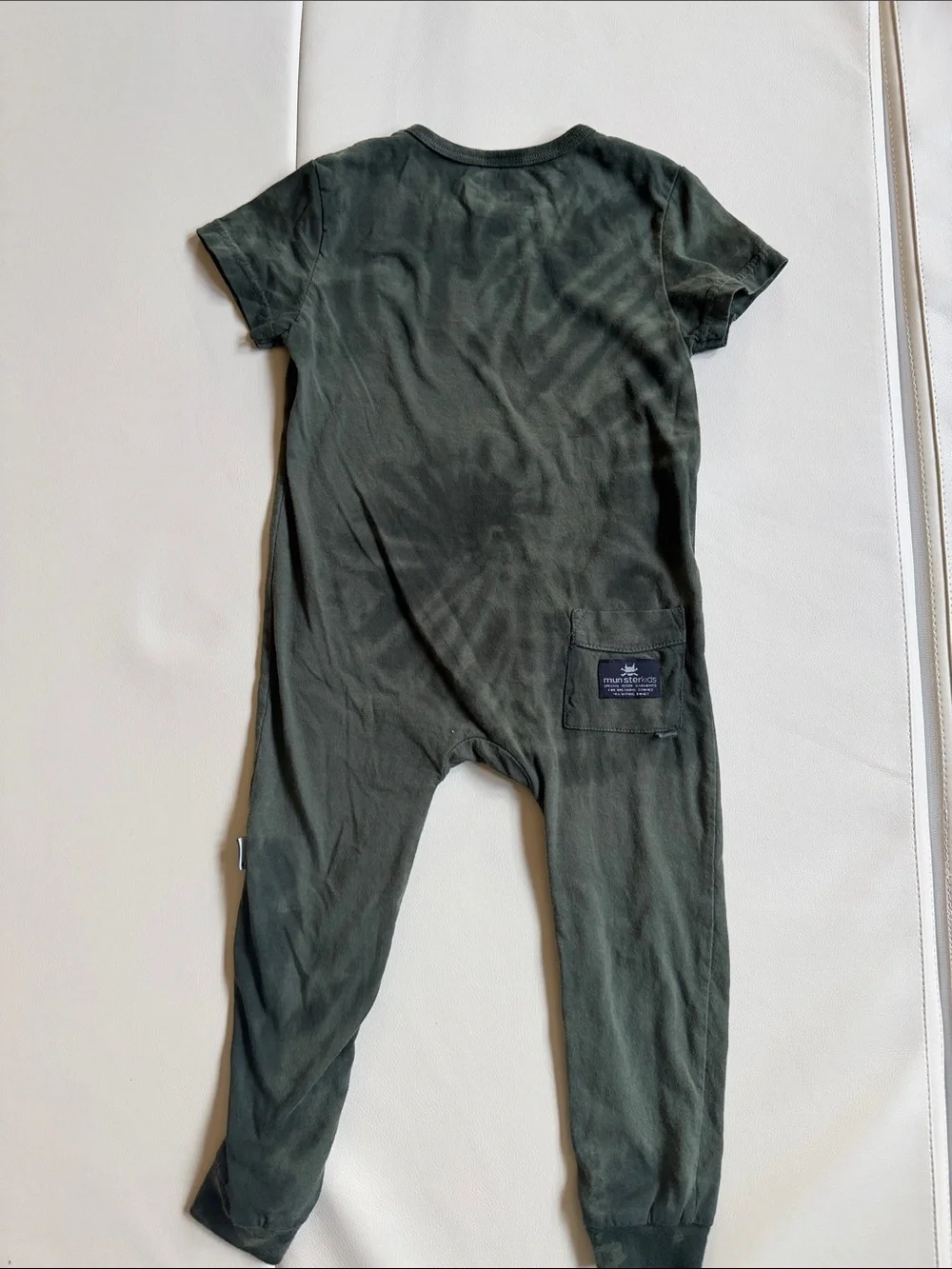 Mini Munster Toddler Kids Olive Green One-Piece Romper
